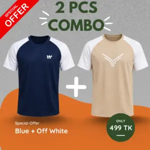 2 Pcs Deep Blue And Buscuite T-shirt