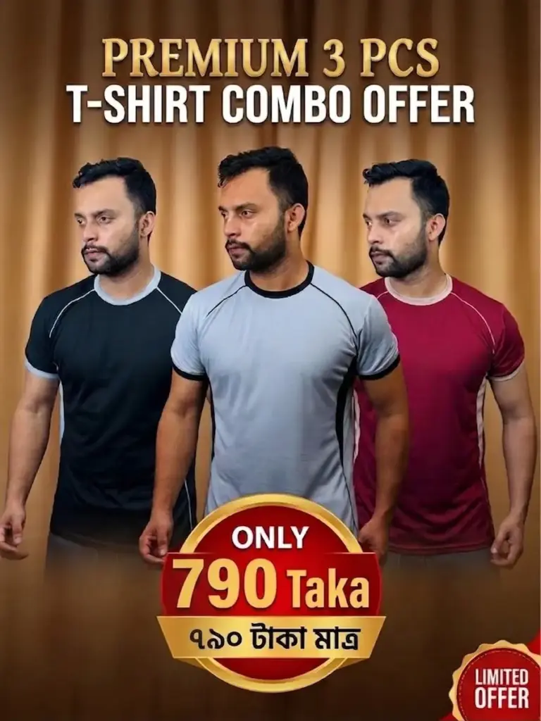 3 Pcs Mash Febrics Contrast T-Shirt Combo